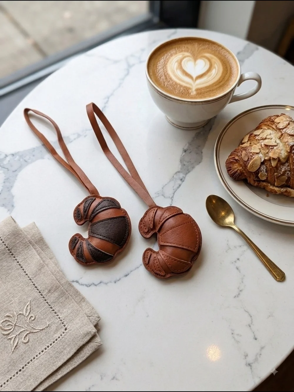 Leather Croissant Bag Charm - Pick One (New)